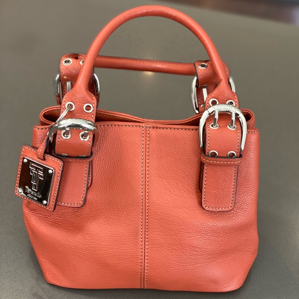 Tignanello Women's Genuine Leather Top-Handle Satchel in Papaya